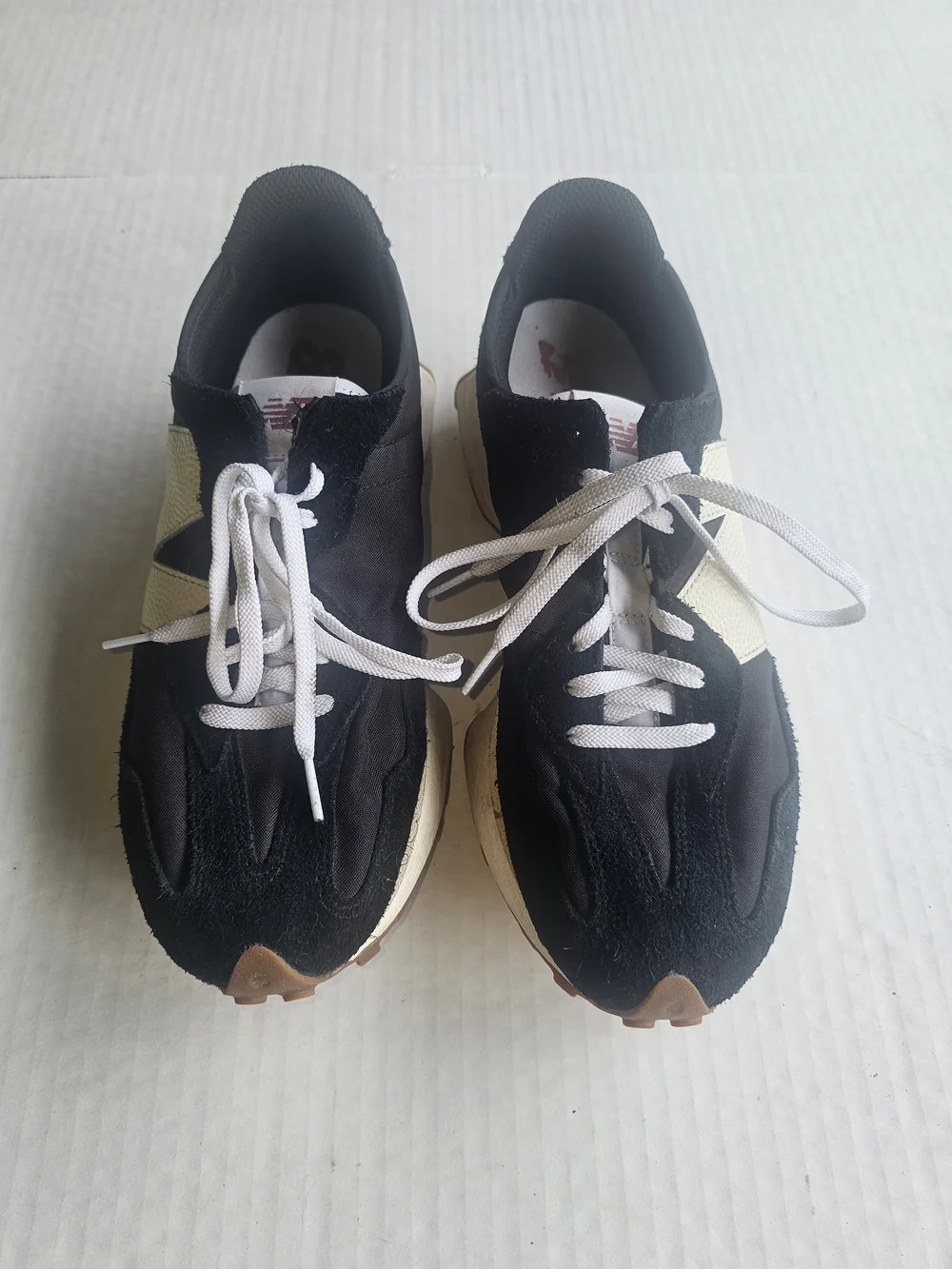 New Balance Black and Cream Retro Runner Sneakers